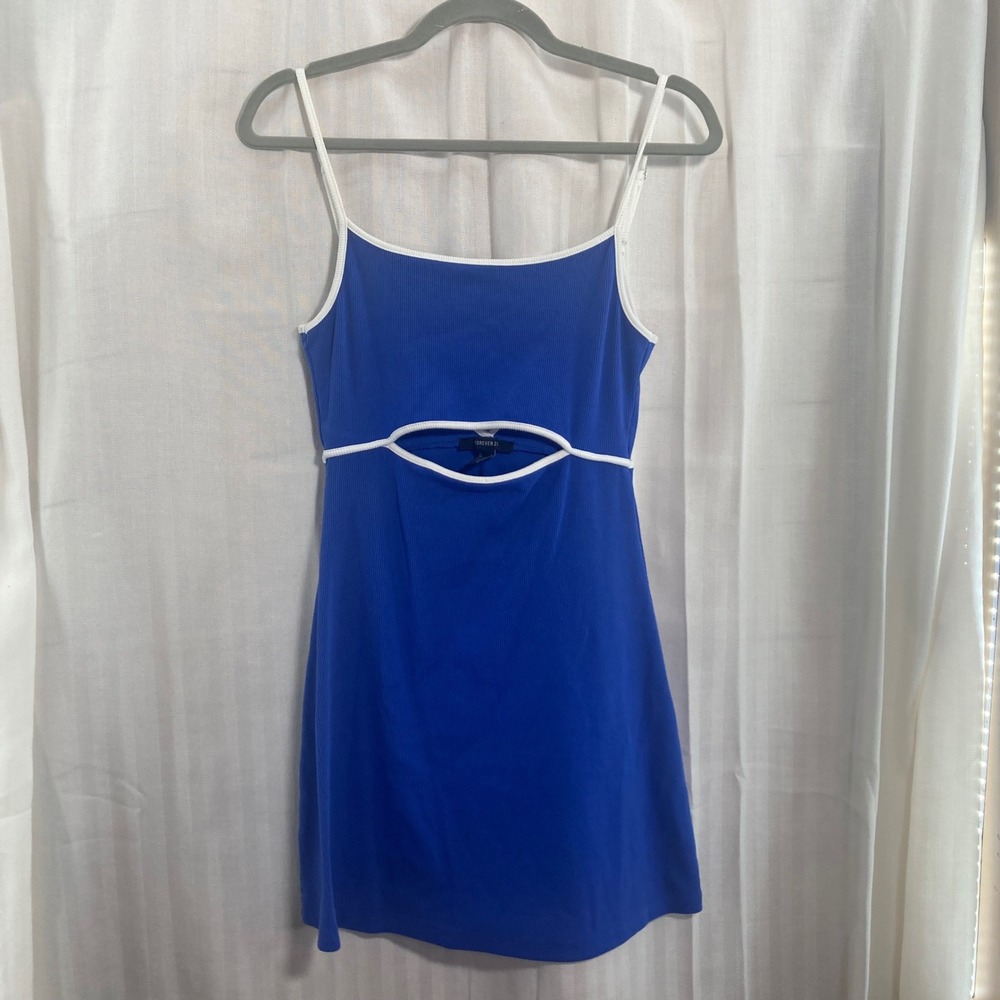 Forever 21 Royal Blue Ribbed Cutout Camisole Dress Mini M Y2K Style Skate Tennis